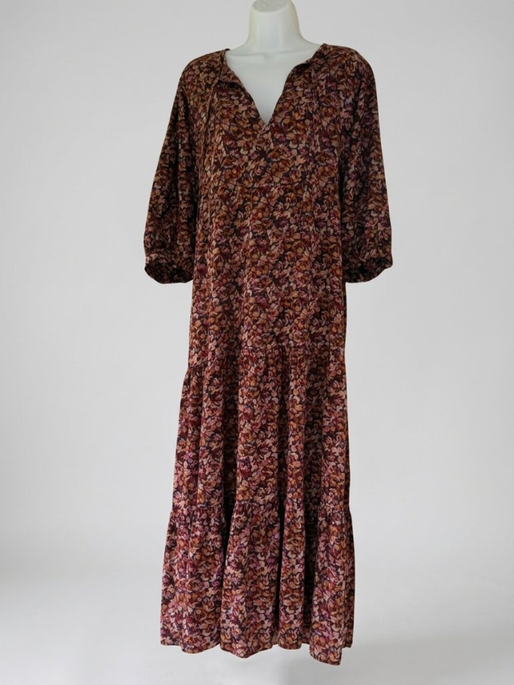 Natural Life Boho Floral Tiered Midi Dress L/XL Cottagecore Flowy Fall NWOT - Picture 2 of 8